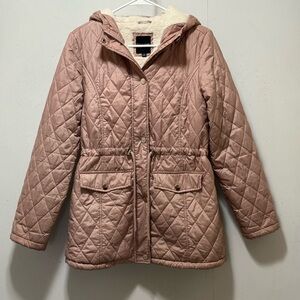 Riley + James Quilted Pink Hooded Jacket Women's Sz S
